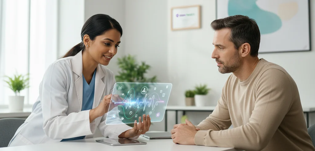 Body signal interpretation - a doctor explaining medical data to a patient
