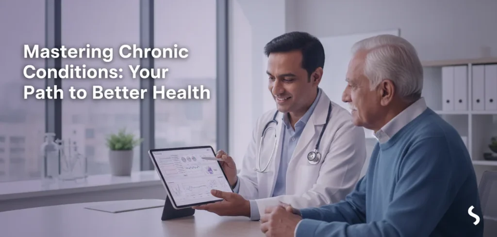 Doctor discussing chronic conditions management and treatment options with a patient