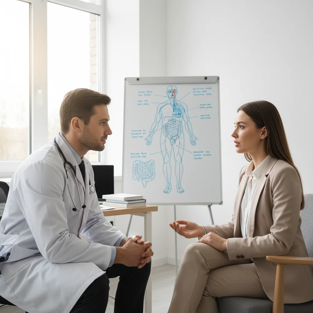 Symptom clarity medical consultation focusing on patient discussion