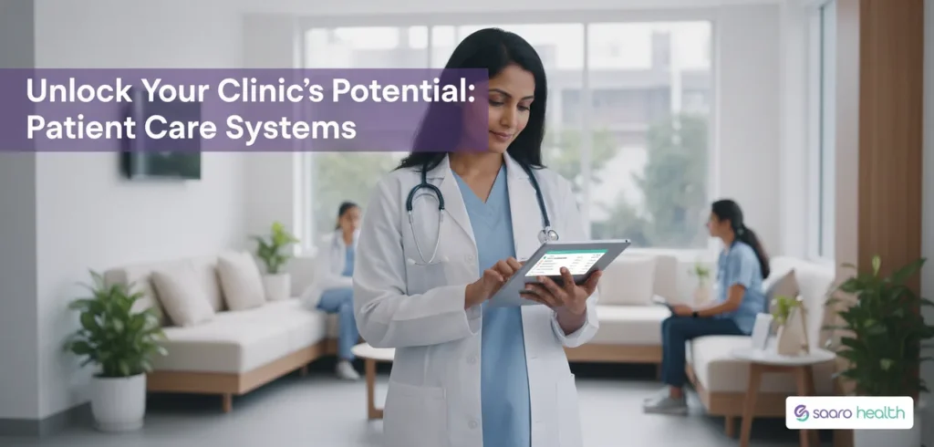 Doctor using patient care systems to enhance clinic operations and patient well-being
