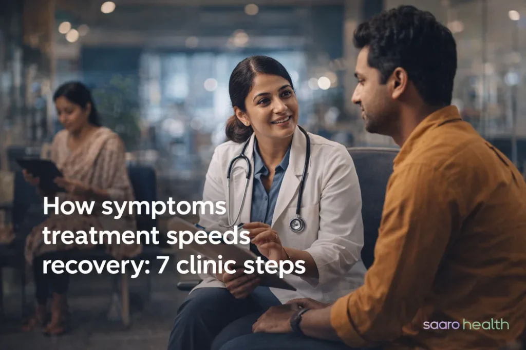 An Indian clinic consultation image illustrating symptoms treatment for timely diagnosis and care.
