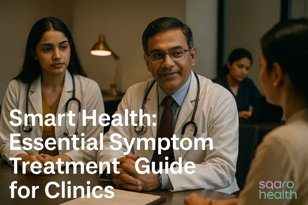 Featured image showing clinicians discussing symptom treatment with a patient in a modern clinic