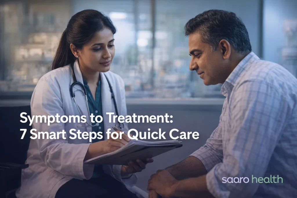 Featured image showing a consultation about symptoms to treatment in a modern clinic